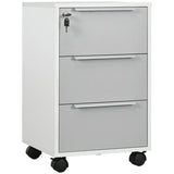 Three-Drawer Locking Filing Cabinet - Grey/White