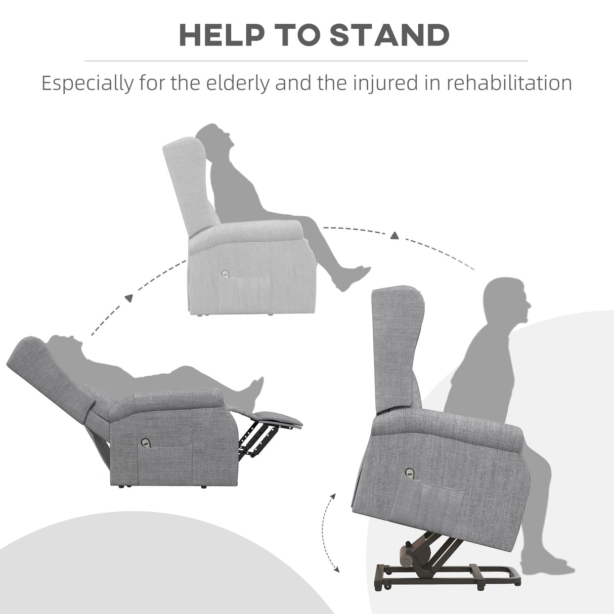Power Lift Recliner Armchair, Electric Lift Chair for Elderly, Fabric, Grey