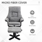Fabric Recliner Sofa Armchair with Footstool, Swivel, Grey