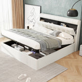 4ft6 Double Upholstered Bed – PU Hydraulic Bed with Concealed Headboard & Bed Box Storage