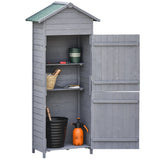 Wooden Garden Storage Shed with 3 Shelves, Lockable Doors, Dark Grey