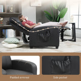 Recliner Armchair, Massage Push Back with Adjustable Leg Rest, Faux Leather Black
