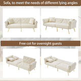 Modern 2-Seater Sofa Bed with 3-Stage Adjustable Backrest, Velvet