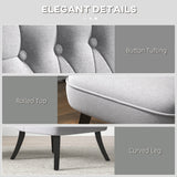 Fabric Single Sofa Tub Chair with Solid Wood Legs, Grey Upholstered