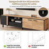Modern 180cm TV Stand, Lowboard, TV Cabinet, TV Unit, TV Entertainment Center, Oak & Black Media Console with Drawer & Cabinets, Industrial Low Storage Cabinet for Living Room, TVs up to 75"