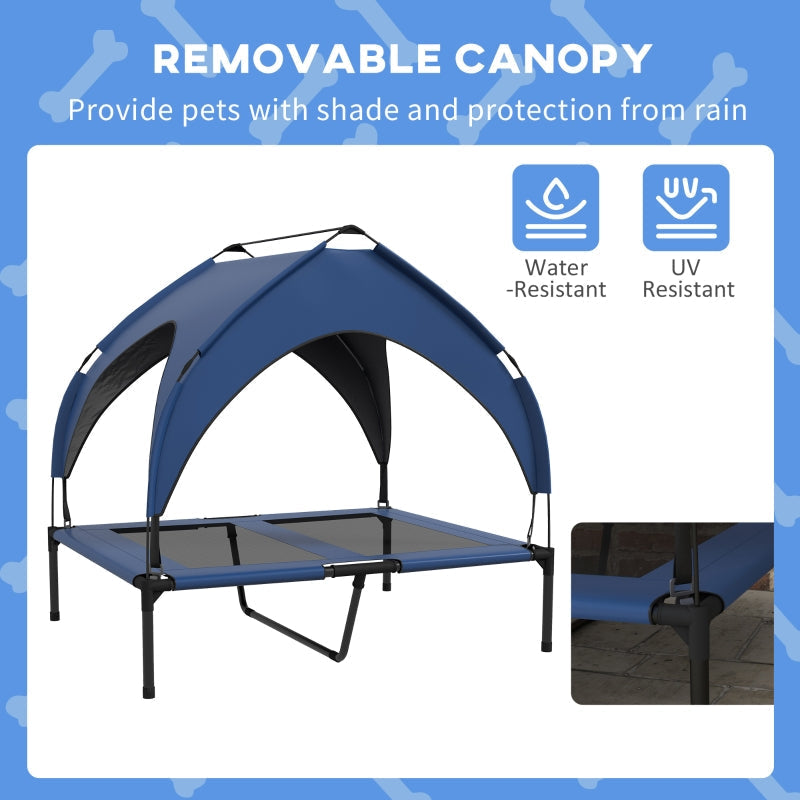 Cooling Raised Pet Bed, Washable Breathable Mesh, Dark Blue