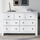White Sideboard with 7 Drawers - Storage Cabinet for Living Room & Kitchen