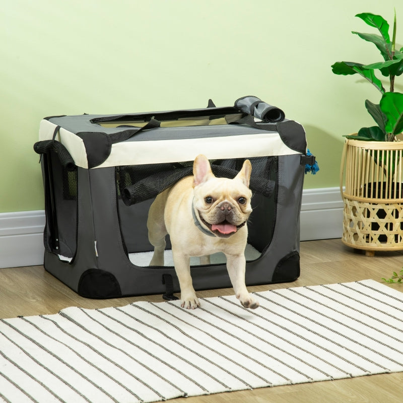 Foldable Pet Carrier, 60cm with Cushion, for Dogs and Cats - Grey