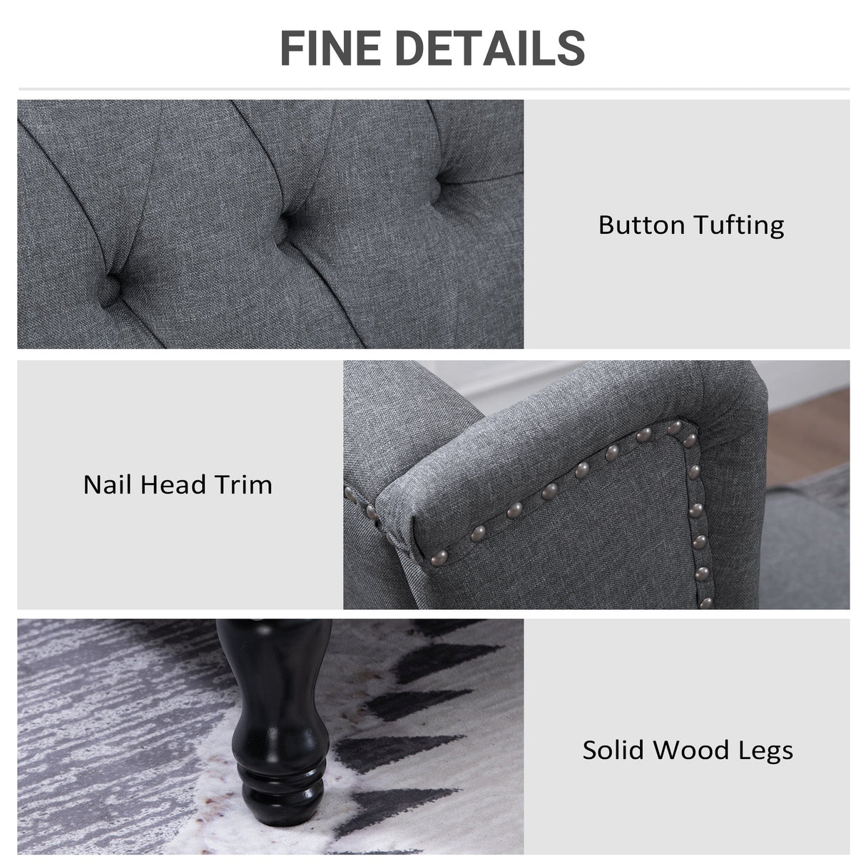 Recliner Armchair, Wingback with Footrest, Grey