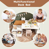 3ft Kids Single Bed with Desk & Drawers – White Wooden Storage Bed for Teens & Adults