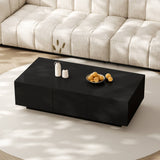 High Gloss Black Coffee Table with Storage - Push-to-Open Drawers, Modern Living Room Table