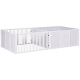 7 Panels Playpen, 3 Doors Two-Room Design, White