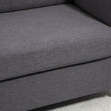 Compact Loveseat Sofa, 2 Seater with Wood Legs, Dark Grey