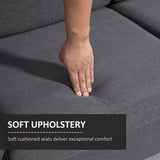 Compact Loveseat Sofa, 2 Seater with Wood Legs, Dark Grey