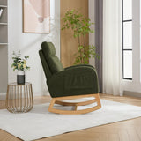 Teddy Fabric Rocking Chair – Soft Upholstered Seat, Green
