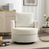Chenille Swivel Armchair with Back Cushion Pillow, Thick Foam Pad, Ivory