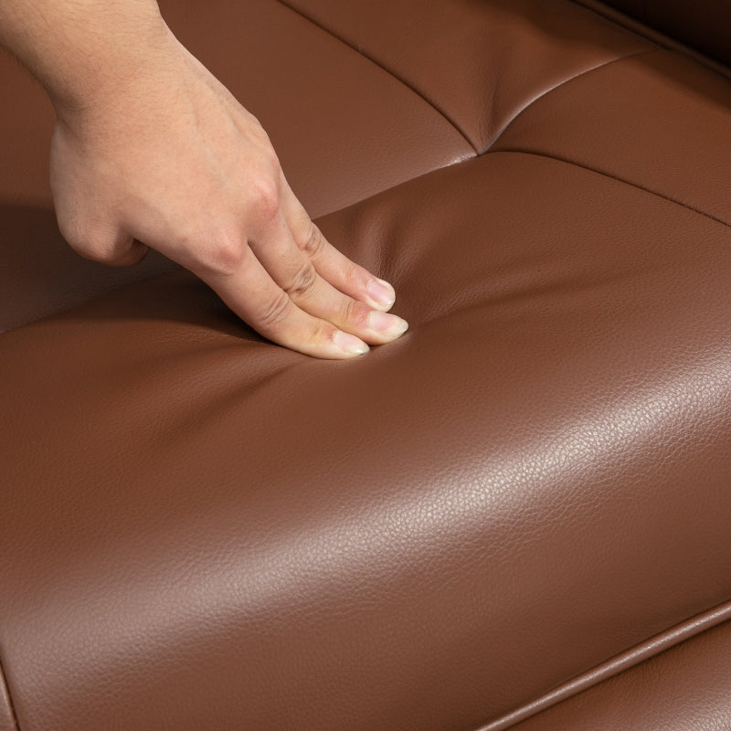 Faux Leather Armchair, 145?? Reclining Back and Footrest - Brown