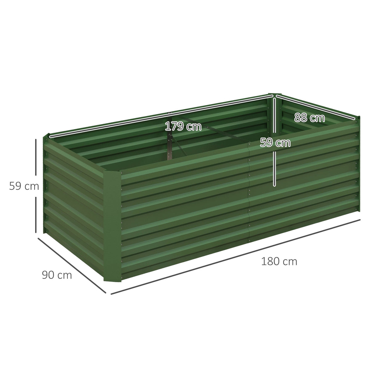 Raised Beds for Garden, 180 x 90 x 59 cm, Galvanised Steel Green