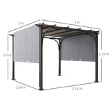 Outdoor Pergola 3 x 3m with Adjustable Canopy, Grey