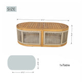 L-Shape 5-Seater Solid Acacia Modular Sofa Set with Cushions -  Lounge Configuration (PAS-2516-LS+CS+MS+RS+OTA)