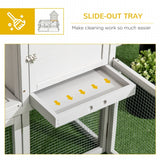 Indoor Rabbit Hutch Guinea Pig Cage with Slide-Out Tray, Large Fenced Area - Light Grey