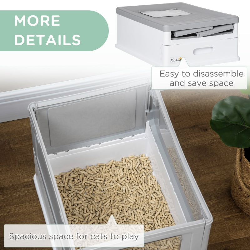 Hooded Cat Litter Box, Portable, Front Entry, Grey