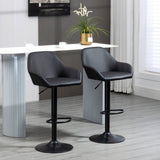 Bar Stools Set of 2, Height Adjustable Swivel with Backs and Armrests, PU Leather Black