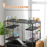 Large Hamster Cage, Gerbil Cage with Tubes, Shelf, Ramps, Platforms, Running Wheel - Black