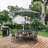 5 Pieces Garden Dining Set for 4, Cast Aluminium with Parasol Hole, Brown