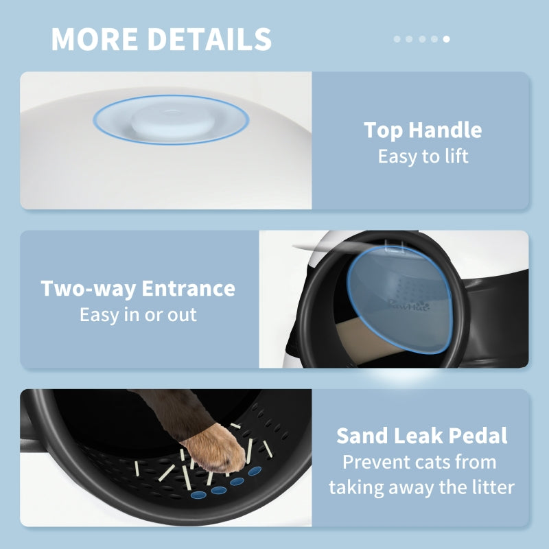 Foldable Cat Litter Tray - Lid, Deodorant, Scoop, Black