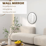 Decorative Wall Mirror 61cm Round Modern for Bedroom Living Room Bathroom, Black