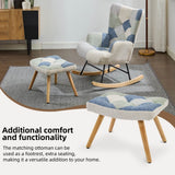 Teddy Rocking Chair with Solid Wood Legs - High Back Recliner Chair for Living Room or Bedroom
