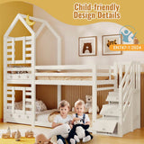3ft White Wooden Cabin Bunk Bed for Kids - Single Bed with Storage & Window, Pine Wood