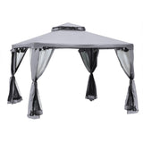 Metal Gazebo 3 x 3 m Double Roof Outdoor Canopy with Mesh Sidewalls, Grey