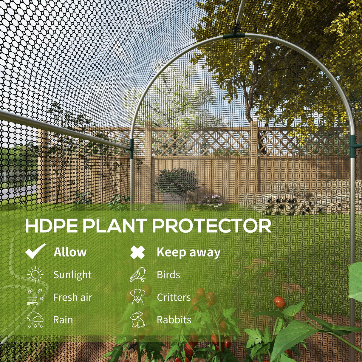 Fruit Cage, Plant Protection Tent Zipped Door, Galvanised Steel Black
