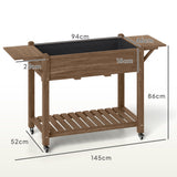 Raised Planter 46 x 94cm with Shelves - Carbonised Wood