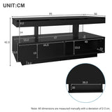High Gloss Coffee Table with LED Lights - Modern Black Storage Centre Table