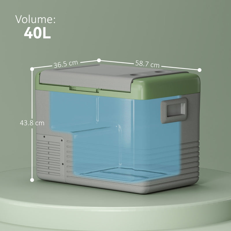 40L Portable Car Refrigerator - Light Green and Grey