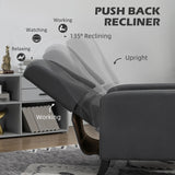 Wingback Recliner Chair, Button Tufted with Leg Rest, Deep Grey Microfibre Cloth
