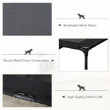 Raised Dog Bed, Elevated Cooling Portable Camping Pet Cot, Black Metal Frame