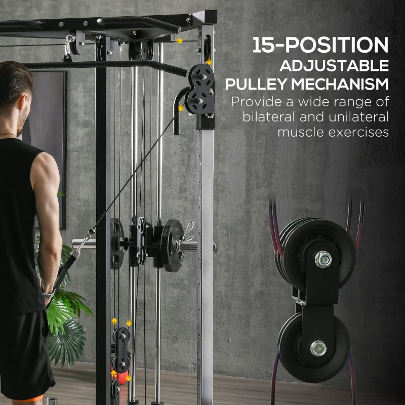 SPORTNOW Home Gym Machine, Multifunctional with Adjustable Pulleys and Pull Up Bar, Full Body Fitness