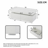 High Gloss Coffee Table with LED Lights - Modern White Storage Table with 2 Drawers