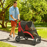 PawHut Pet Stroller for Large Dogs, Easy Folding, 4 Wheels, Black