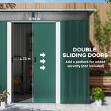 Metal Shed 8.5 x 6ft, Lightsky Panels Garden Storage Tool House Double Doors, Green