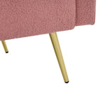 Modern Convertible Sofa Bed - Adjustable Recliner Sofa with Gold Legs and Side Storage Pockets, Pink