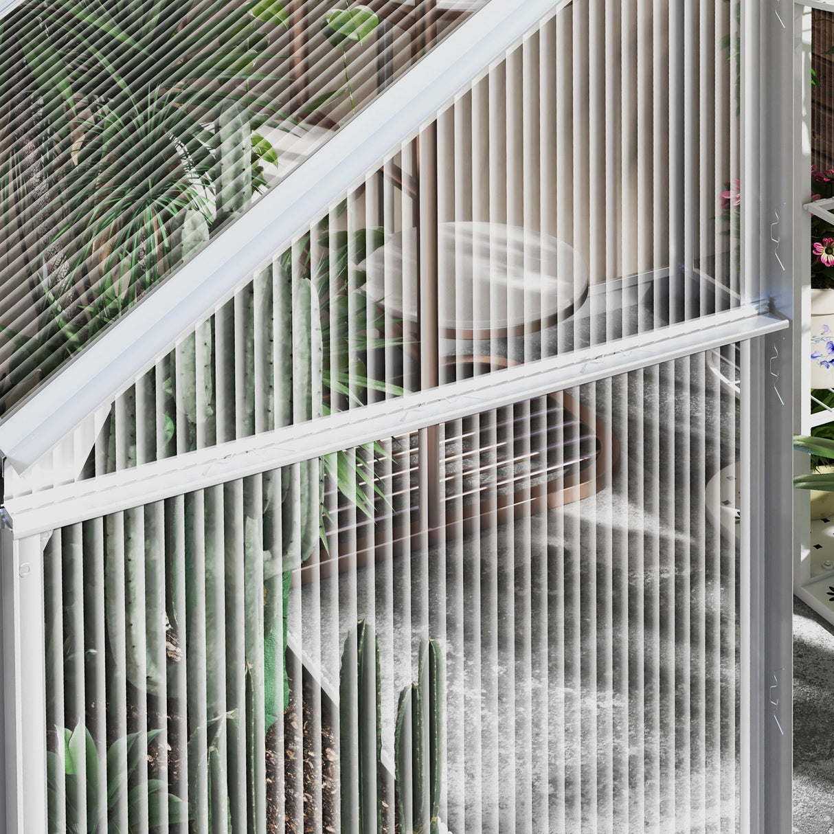 Walk-In Greenhouse 6x6ft with Sliding Door, Window, Foundation, Polycarbonate Aluminium, Silver