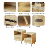 Set of 2 Solid Wood Side Cabinets - Freestanding Storage Cabinets
