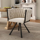 Velvet Swivel Dining Chair - Upholstered Armchair for Living Room, Beige