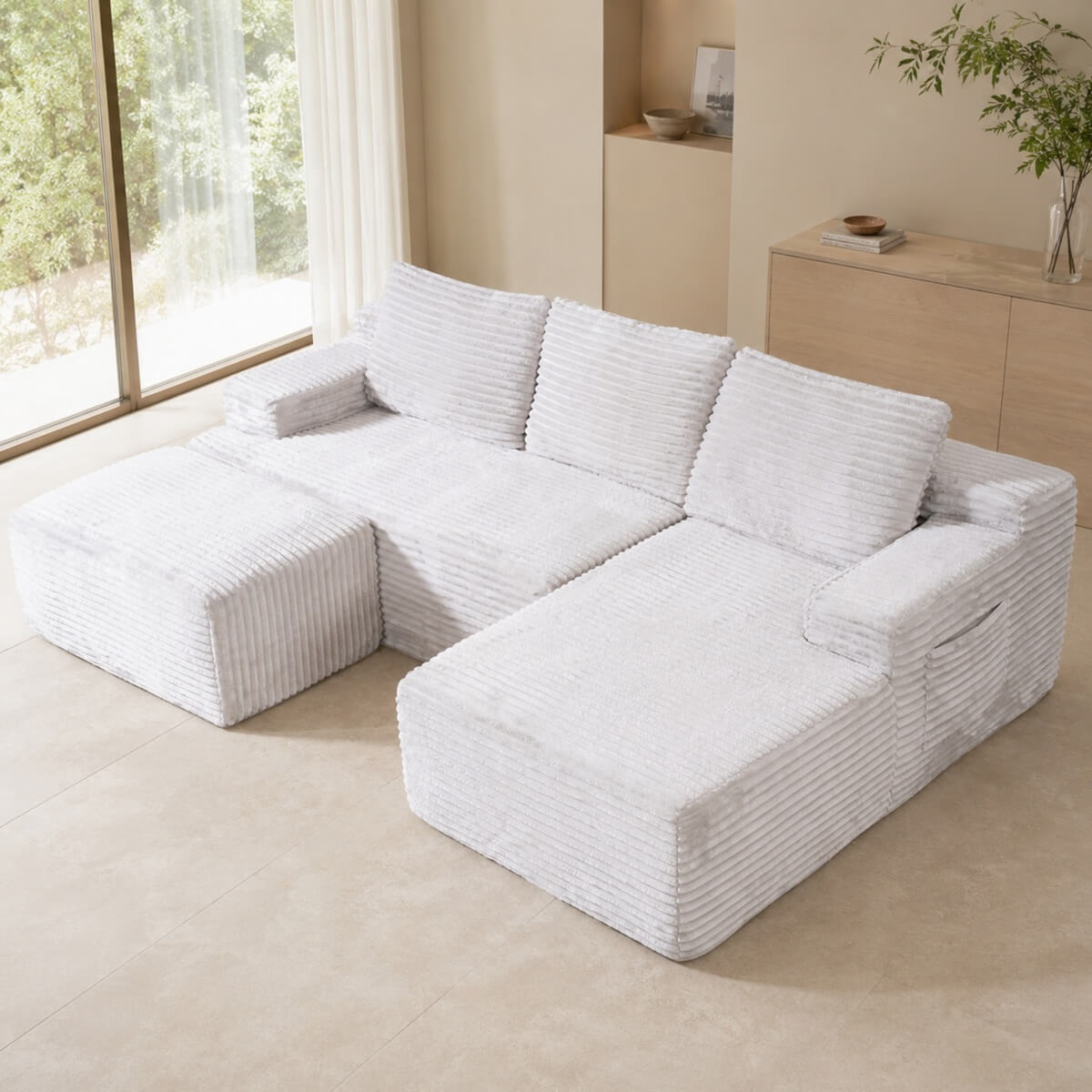 SOFTY Compressed Modular Sofa with Chaise & Ottoman