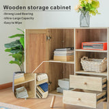 Solid Wood Storage Cupboard with 1 Door & 2 Drawers - Freestanding Cabinet